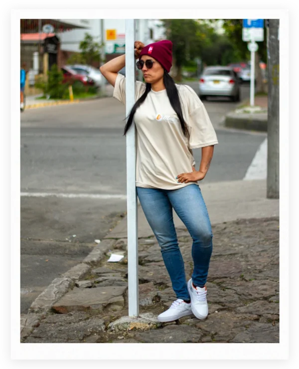 Camiseta oversize unicolor beige